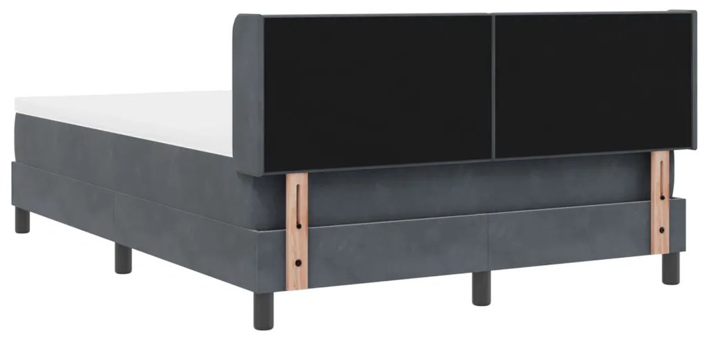 Boxspring Ágy Matrac Sötétszürke 160x200 cm Bőrhatás