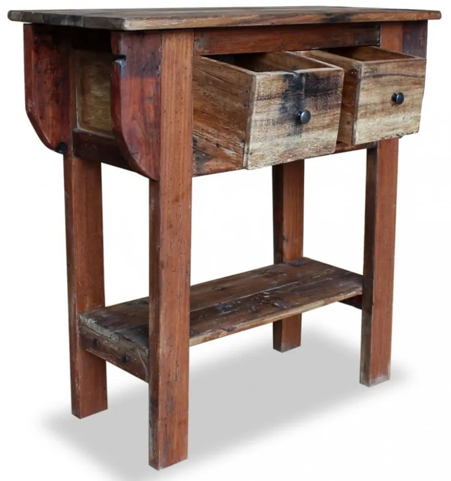 vidaXL vegyes újrahasznosított fa konzolasztal 80 x 35 x 80 cm