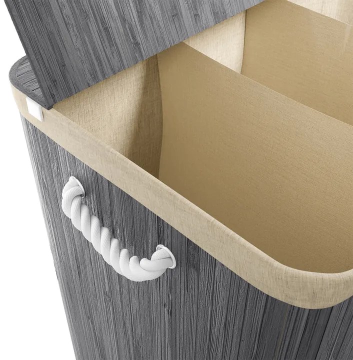 Juskys Curly bambusz kosár 150 L - szürke