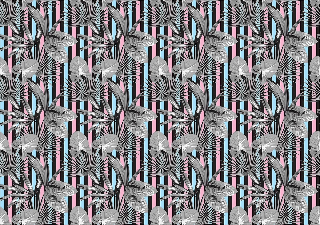 Fotótapéta Pálmafák és csíkok trópusi vinil modern design 208x146 +ragasztó