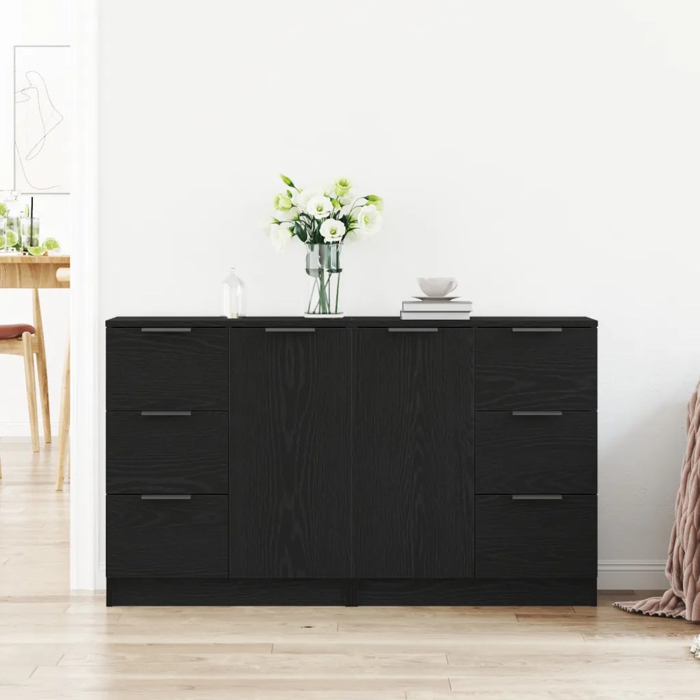 Pultok 2 db Fekete Ötcsokor 60x30x70 cm Mérnöki Fa
