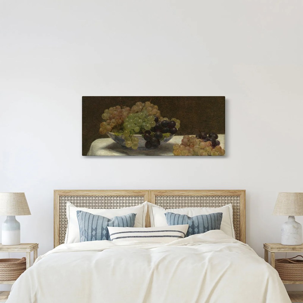 Kép - Henri Fantin-Latour, Still Life with Grapes and a Carnation, reprodukciók (120x50 cm)