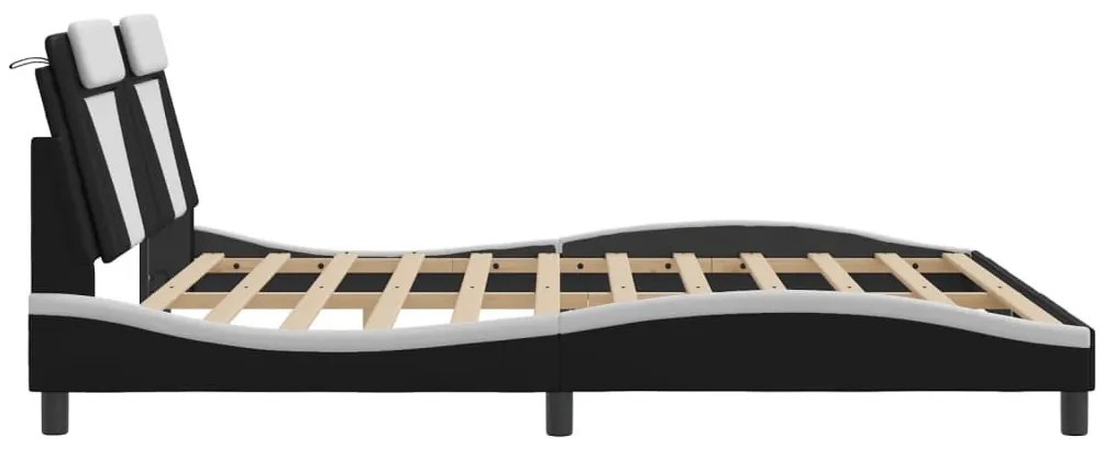 fekete és fehér ágykeret Viana LED-ekkel matrac nélkül 180 x 200 cm