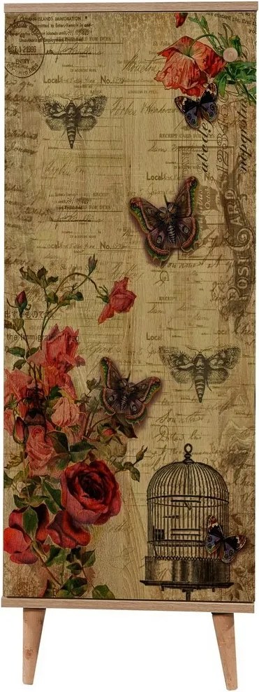 Mega Sonoma Oak Roses cipősszekrény