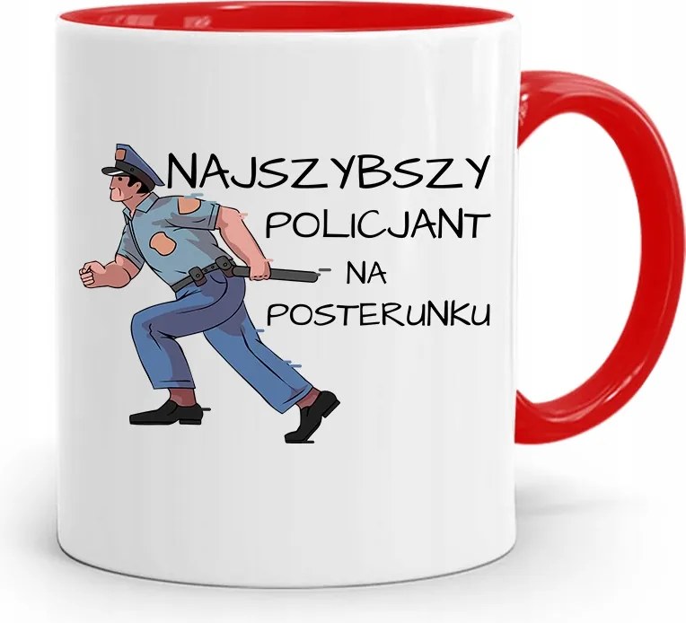 Piros Bögre Ajándék A Leggyorsabb Rendőrnek fényképes nyomtatással