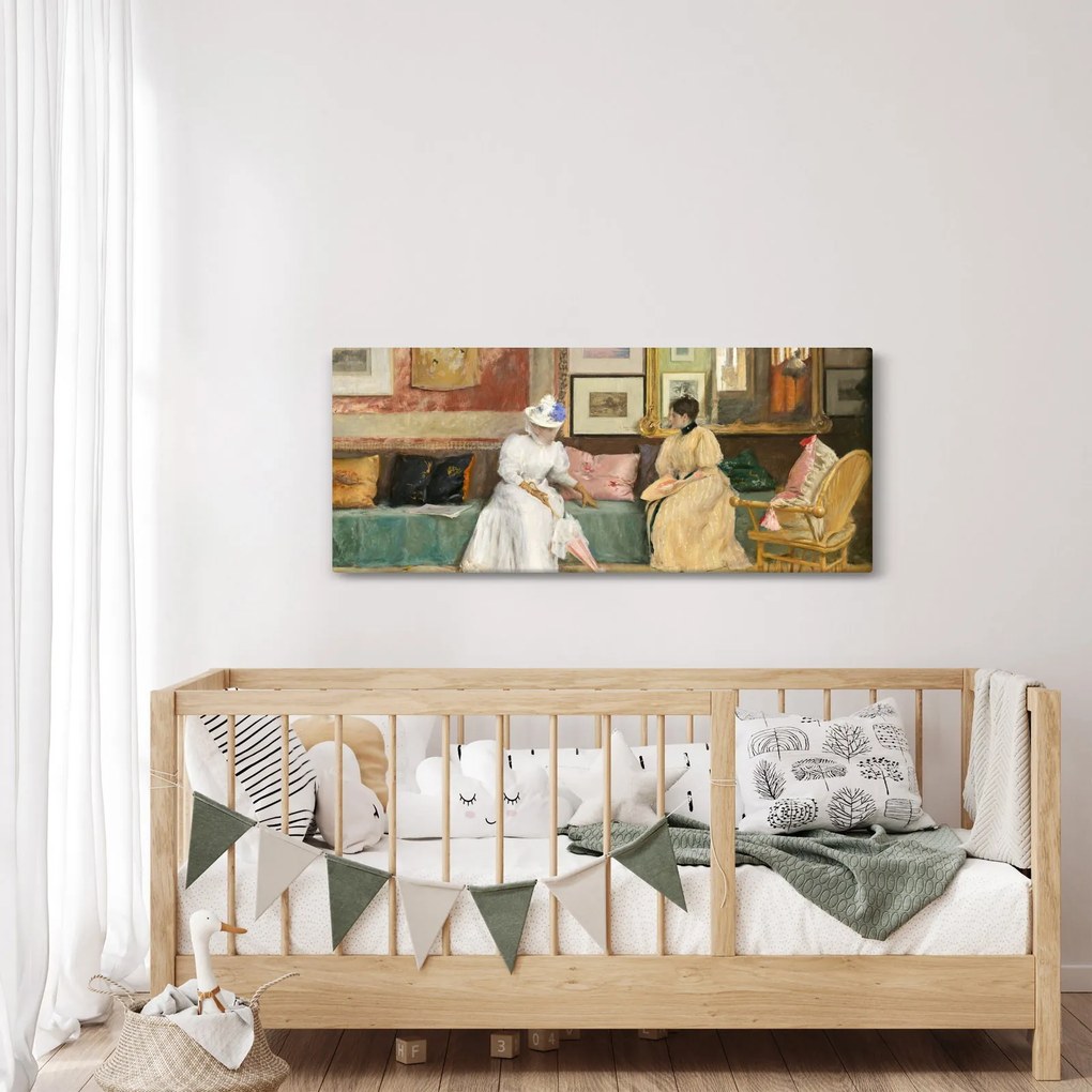 Kép - William Merritt Chase, A Friendly Call, reprodukciók (120x50 cm)