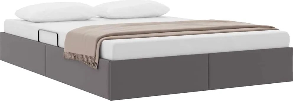 vidaXL Tárolós Ágy fejtámlával tárolóval Szürke 140 x 190 cm Műbőr