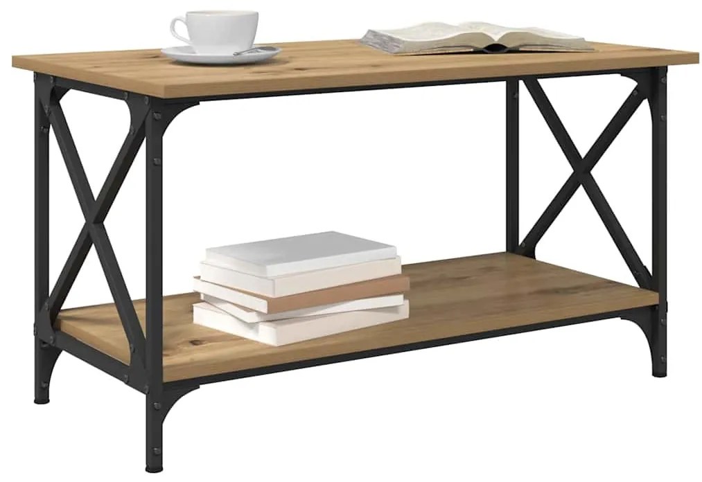Dohányzóasztal kézműves tölgy 80 x 45 x 45.5 cm Faanyag