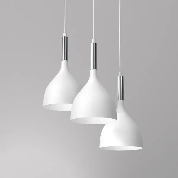 Csillár zsinóron NOAK 3xE27/15W/230V fehér/króm