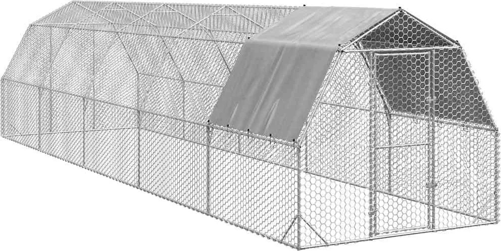 vidaXL Csirkekifutó tetővel 2,5x10x2,25 m horganyzott acél