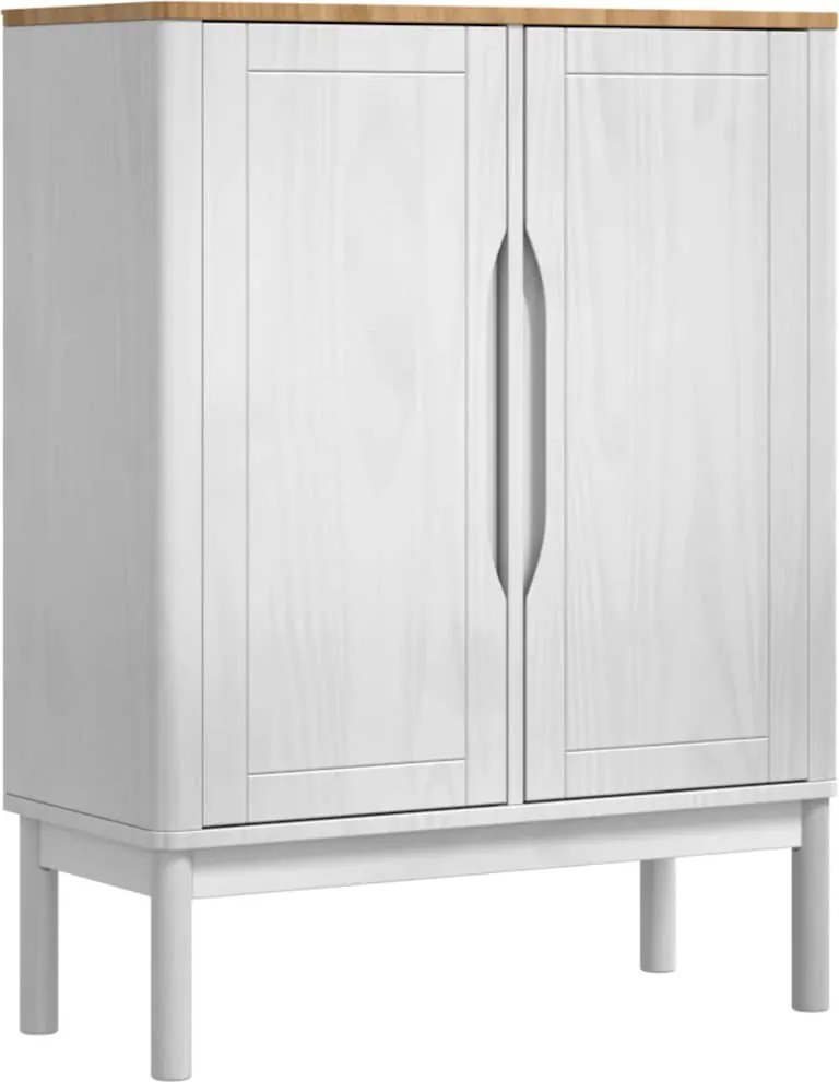 vidaXL Széf FLORO Fehér 70 x 30 x 70,5 cm Tömör fenyőfa