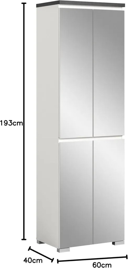 Shoelove 4 oldalajtós tükrös cipősszekrény fehér-szürke