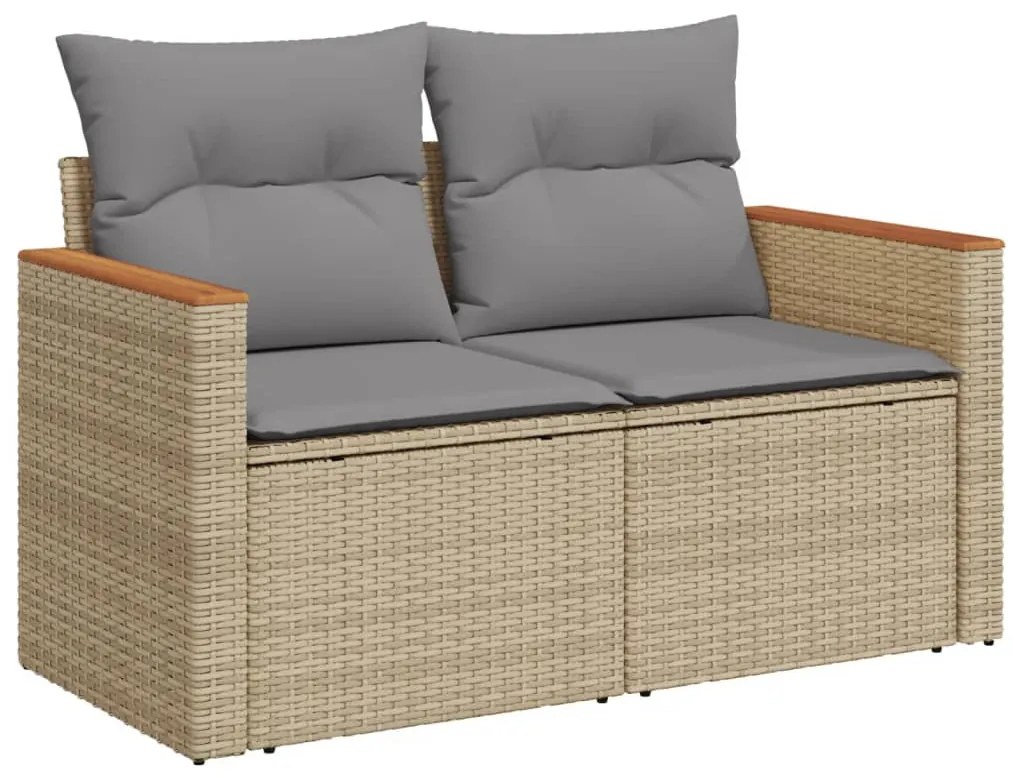 vidaXL 7 részes vegyes bézs polyrattan kerti ülőgarnitúra párnákkal