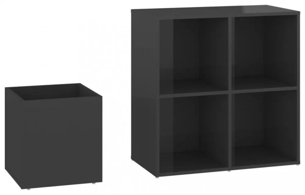 magasfényű szürke előszobai cipősszekrény 105 x 35,5 x 70 cm