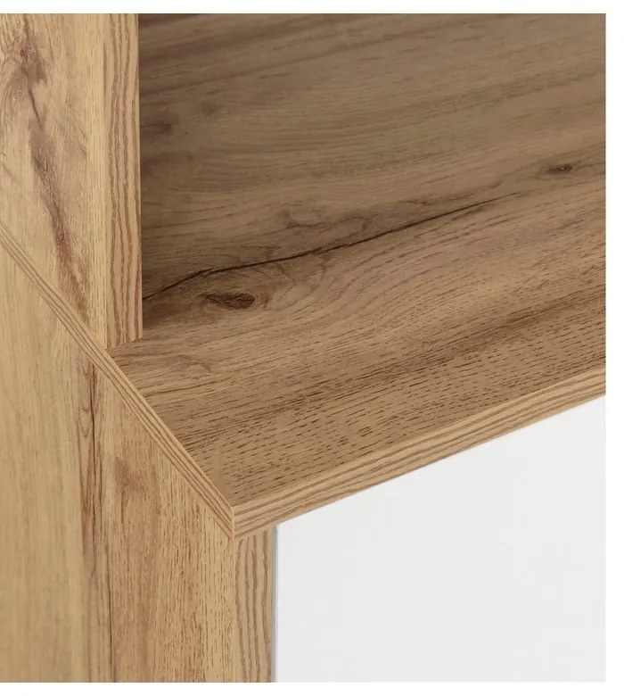 Fehér-natúr színű tálalószekrény tölgyfa dekorral 84x165 cm Skandi – Støraa