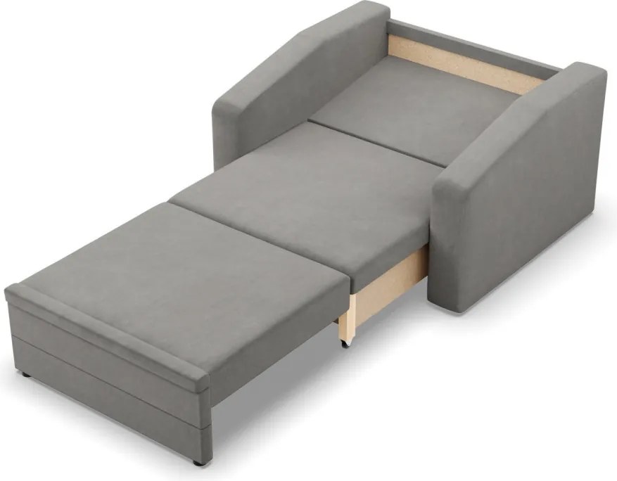 Vertico fekvőfotel, 80 cm széles, bársony, világosszürke