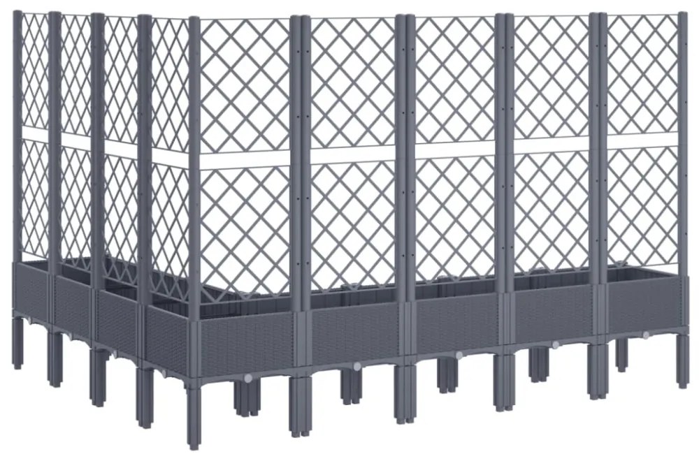 kékszürke polipropilén rácsos kerti ültetőláda 200 x 160 x 142 cm