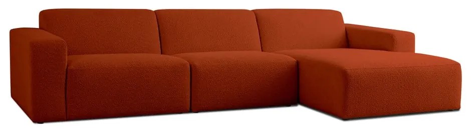 Téglavörös buklé sarokkanapé (jobb oldali) Roxy – Scandic