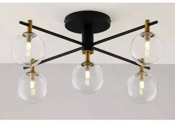 Jupiter 2035 - Felületre szerelhető csillár FIGARO 5xG9/10W/230V fekete/arany/bézs/átlátszó