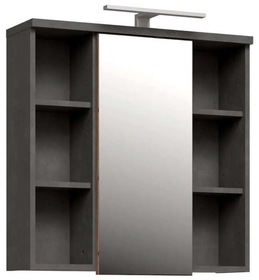 Fali fürdőszobai tükörszekrény VENOM antracit/barna