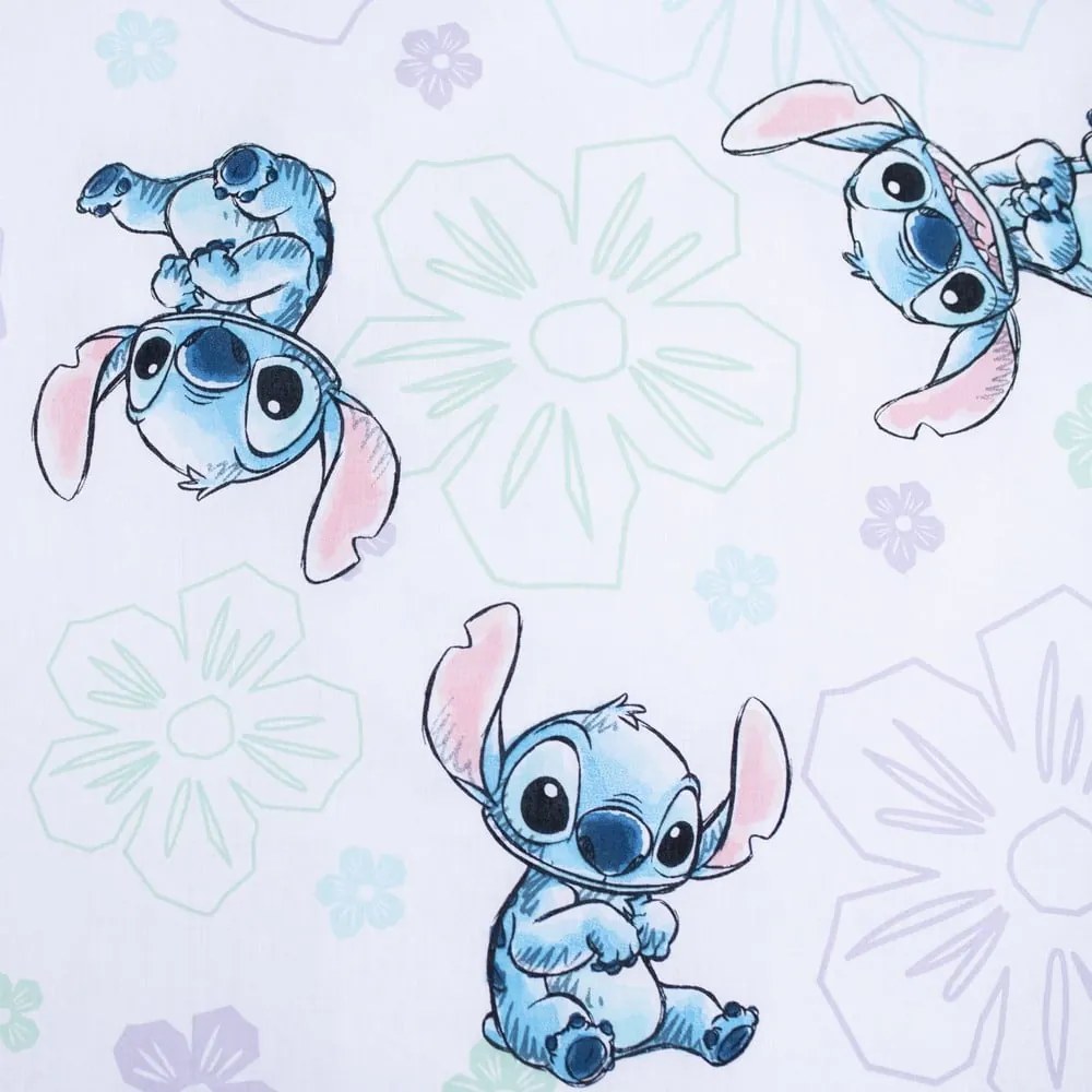 Fehér egyszemélyes pamut gyerek ágyneműhuzat 140x200 cm Lilo and Stitch "Ohana White" – Jerry Fabrics