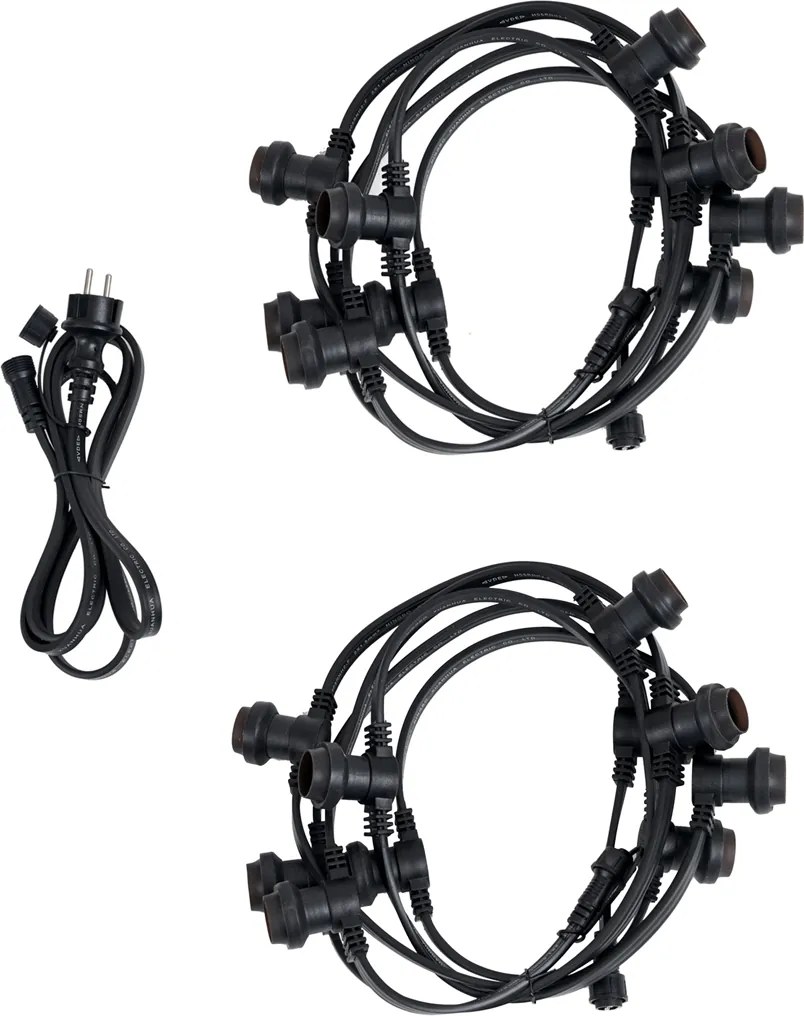 Összekapcsolható fekete fényfüzér dugóval 10m, E27 P45 20 izzóval, IP44 - Lubber