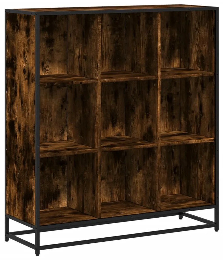füstös tölgy szerelt fa és fém könyvszekrény 97,5x33x107,5 cm