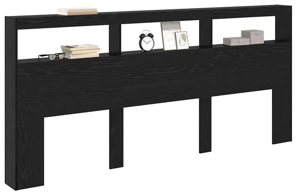 Fejtámla polcokkal Fekete tölgy 220 x 17 x 102 cm Faanyag
