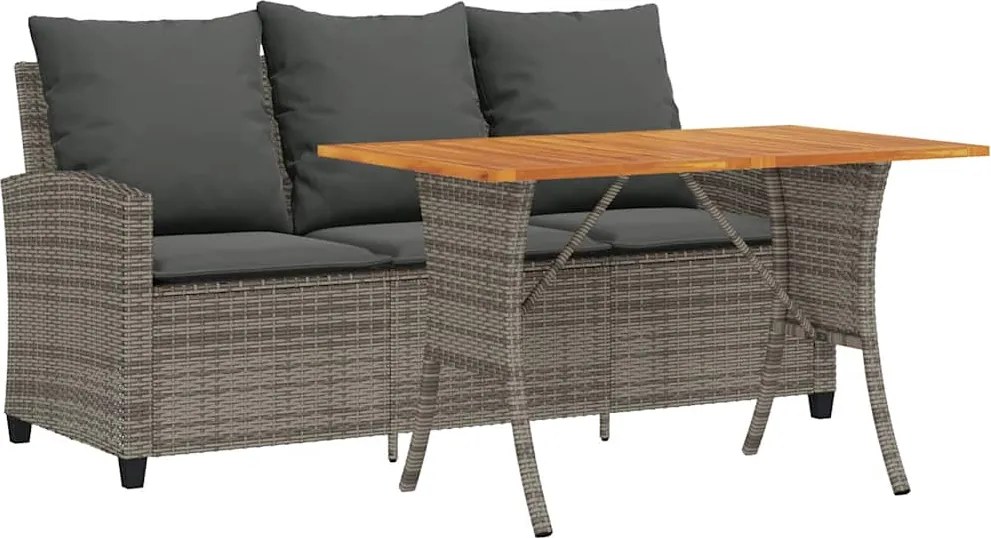 vidaXL 3 személyes szürke polyrattan kerti kanapé asztallal&párnával