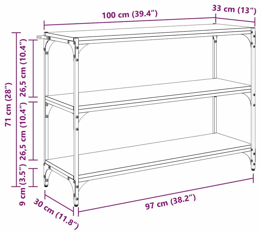 Könyvespolc kézműves tölgy 100 x 33 x 71 cm Faanyag