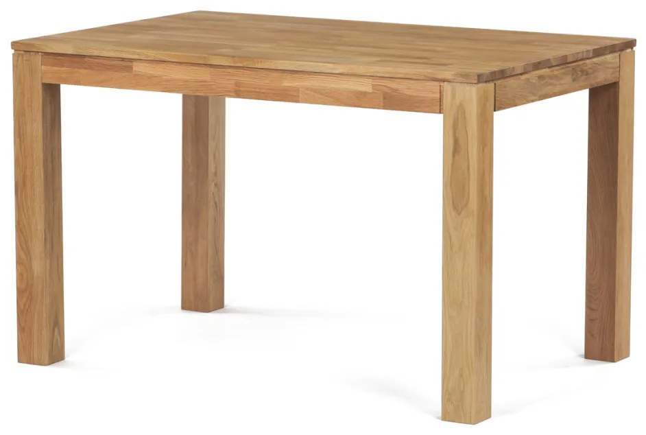 Étkezőasztal 120x80x75 cm, tömör fehér tölgy, olajos felületkezelés, 8x8 cm-es lábak