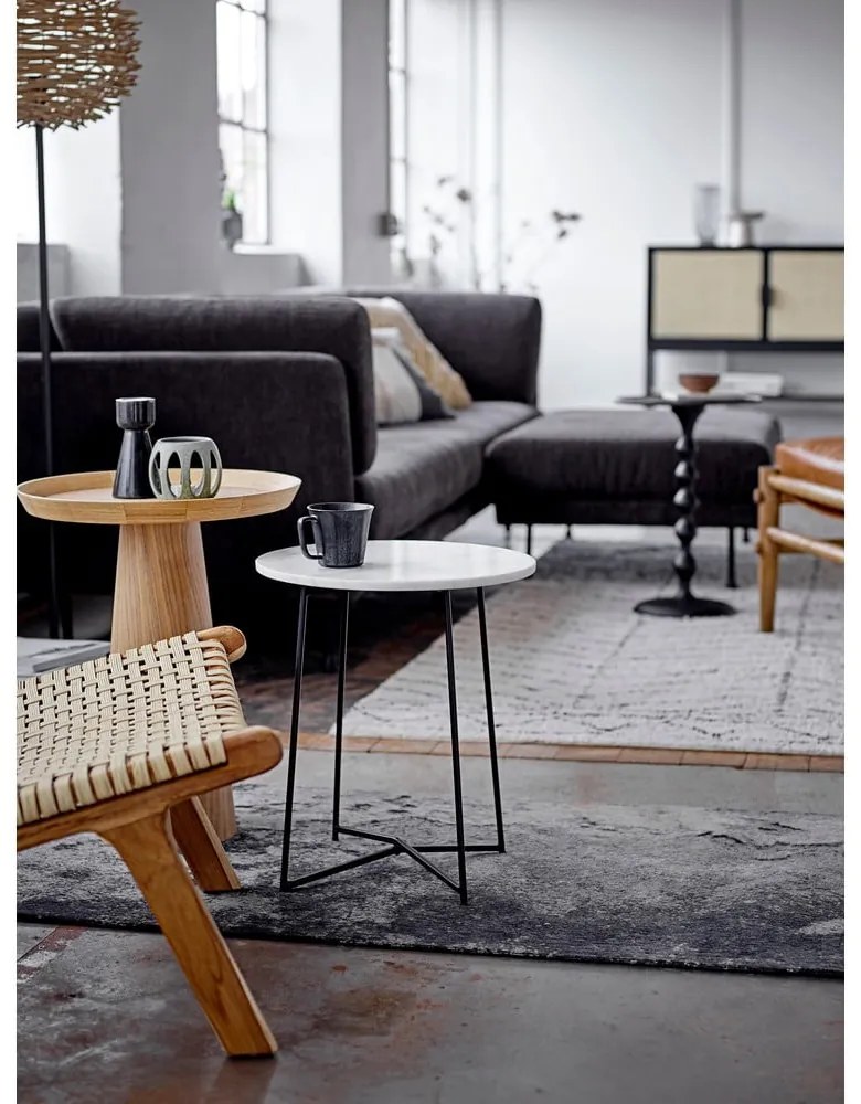 Kerek tárolóasztal tölgyfa dekorral ø 44 cm Luana – Bloomingville