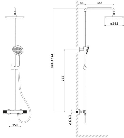 Sapho - SOLARIS zuhanykészlet csapteleppel, fényes króm