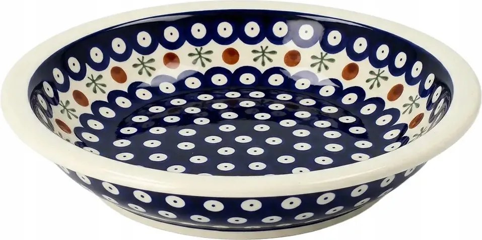 Mély kerámia leveses tányér Bolesławiec Kézműves 22,2 cm