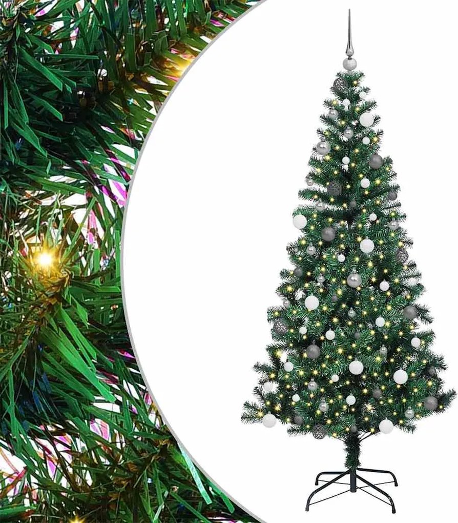 vidaXL Mesterséges, előre világított karácsonyi fa Zöld 210 cm