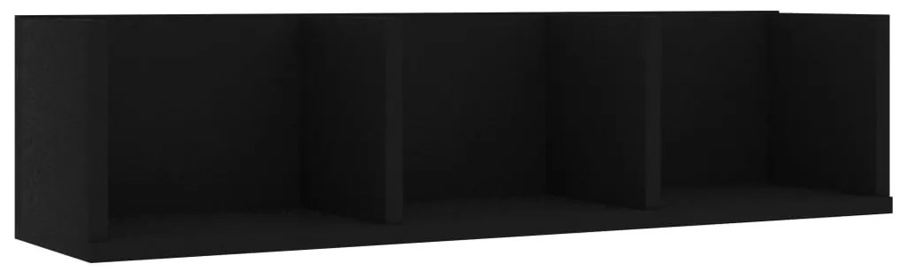 fekete szerelt fa CD-tartó fali polc 75 x 18 x 18 cm