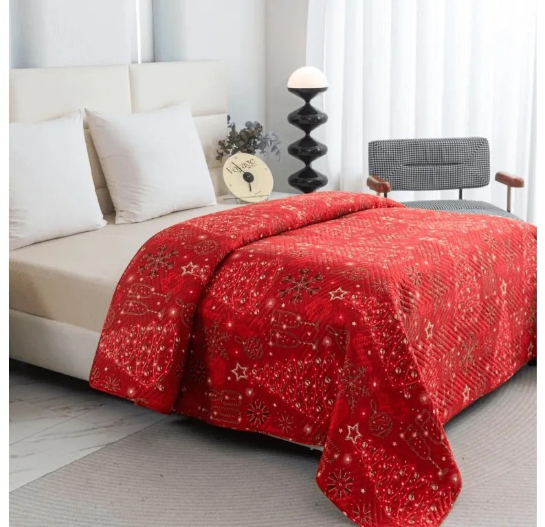 Ágytakaró CHRISTMAS MAGIC, piros Méret: 220 x 240 cm