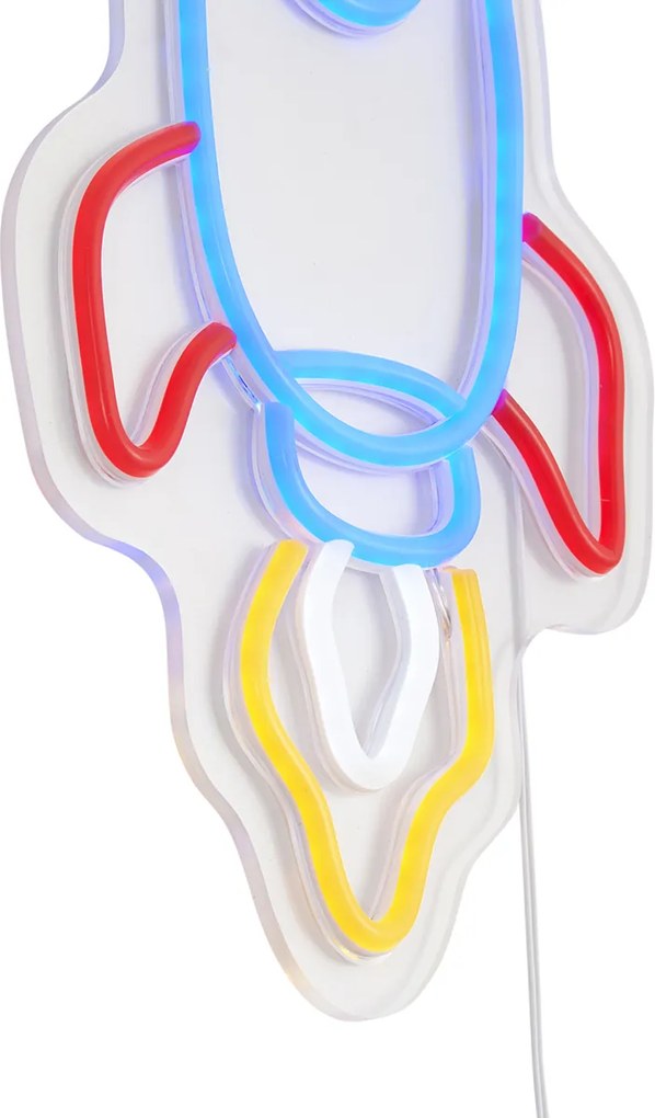 Neon fali lámpa, többszínű, LED-del - Rocket