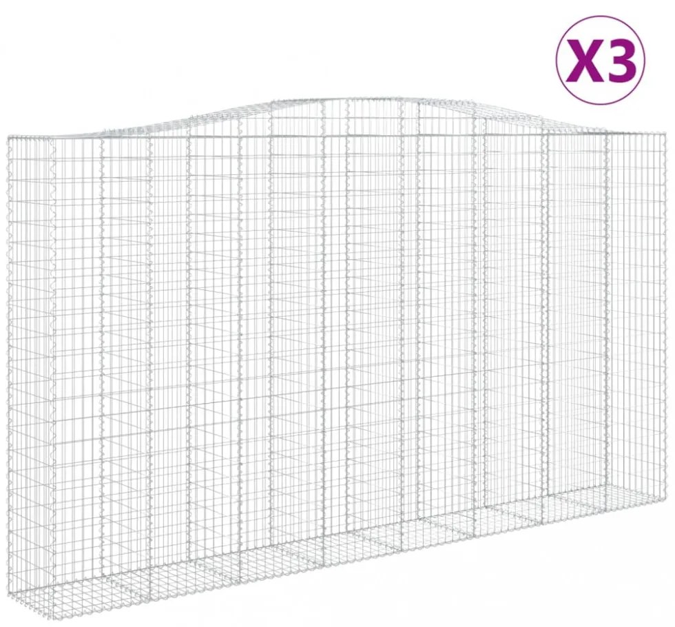 3 db íves horganyzott vas gabion kosár 400x50x220/240 cm