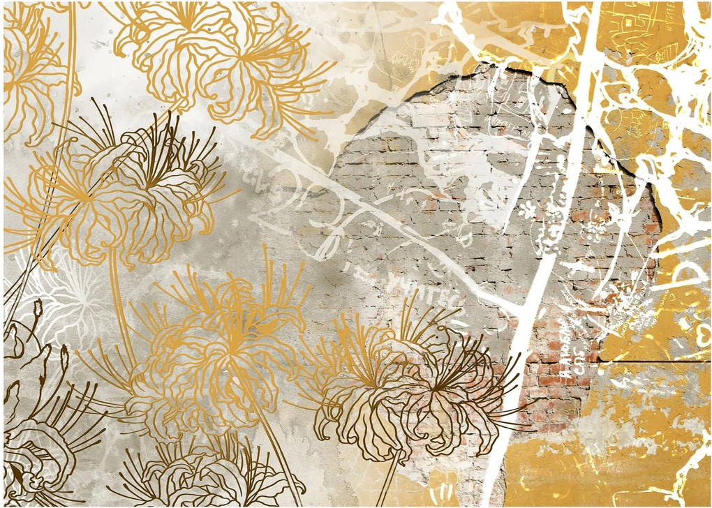Kép - Vintage fal virágokkal (70x50 cm)