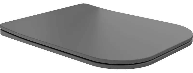 Mexen Teo lassan záródó slim WC-ülőke, duroplast, sötét szürke matt - 39840071