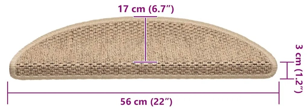 15 db szizál hatású homokszínű öntapadó lépcsőszőnyeg 56x17x3cm