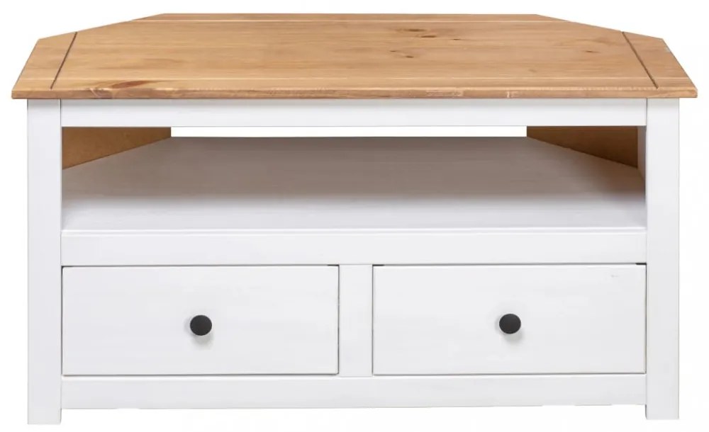 fehér tömör fenyőfa sarok TV-szekrény 93 x 49 x 49 cm