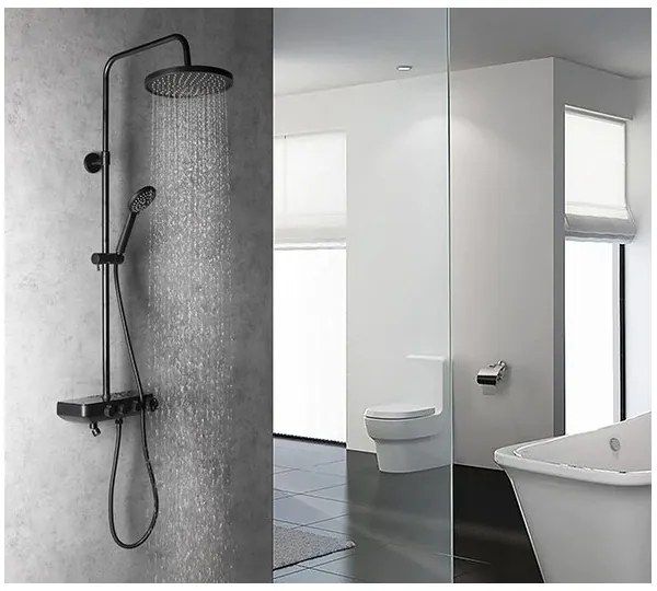 Aqualine - Zuhanygarnitúra csappal és kiegészítő mini csappal FARRAO matt fekete