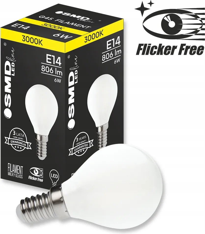 Izzó Smd LEDline E14 Filament 6W Hőgolyó