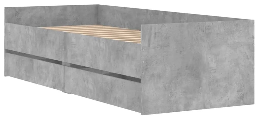 betonszürke ágykeret fiókokkal 100x200 cm