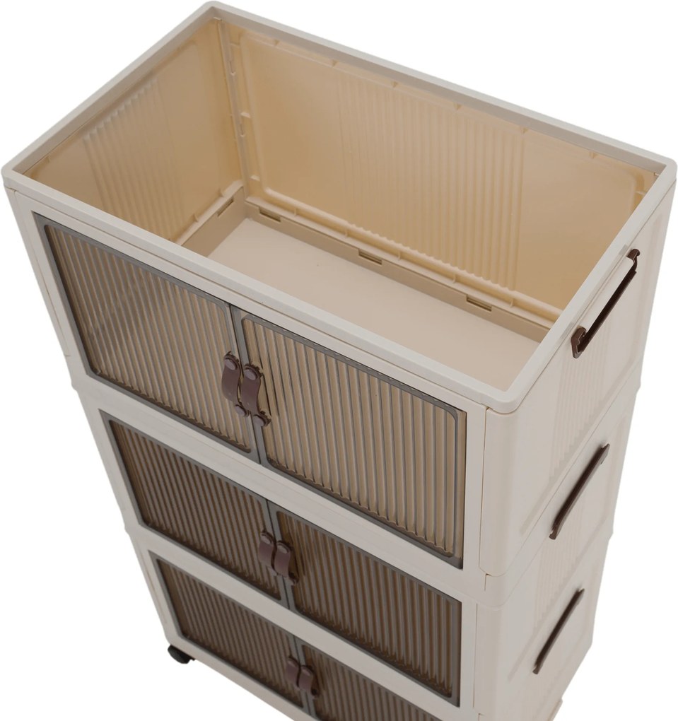 Összecsukható szekrény, fehér/barna, műanyag, POSA TYP 2