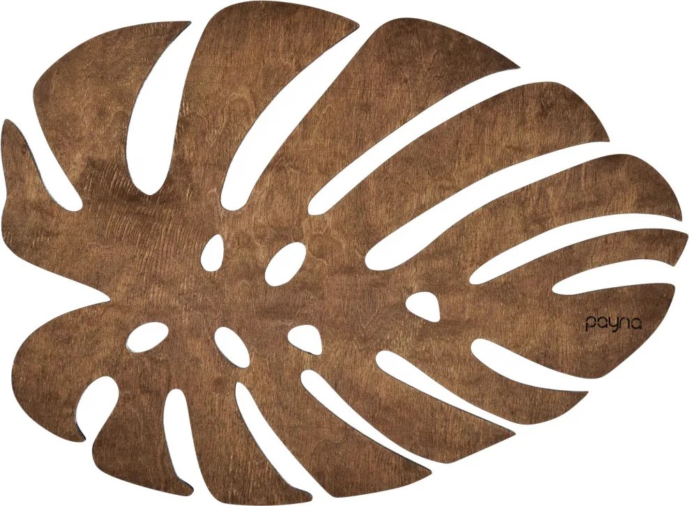 Monstera 4 részes fa tányéralátét szett, dió