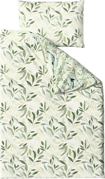 Pamut ágynemű FLORIBIRD POLY zöld Ágyneműhuzat mérete: 2 db 70 x 90 cm | 200 x 220 cm