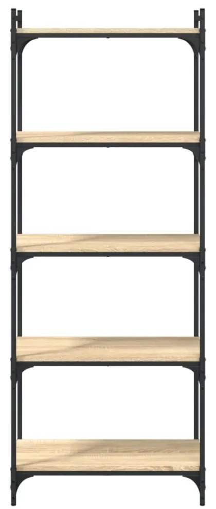 5 szintes sonoma tölgy szerelt fa könyvespolc 60 x 30 x 154 cm